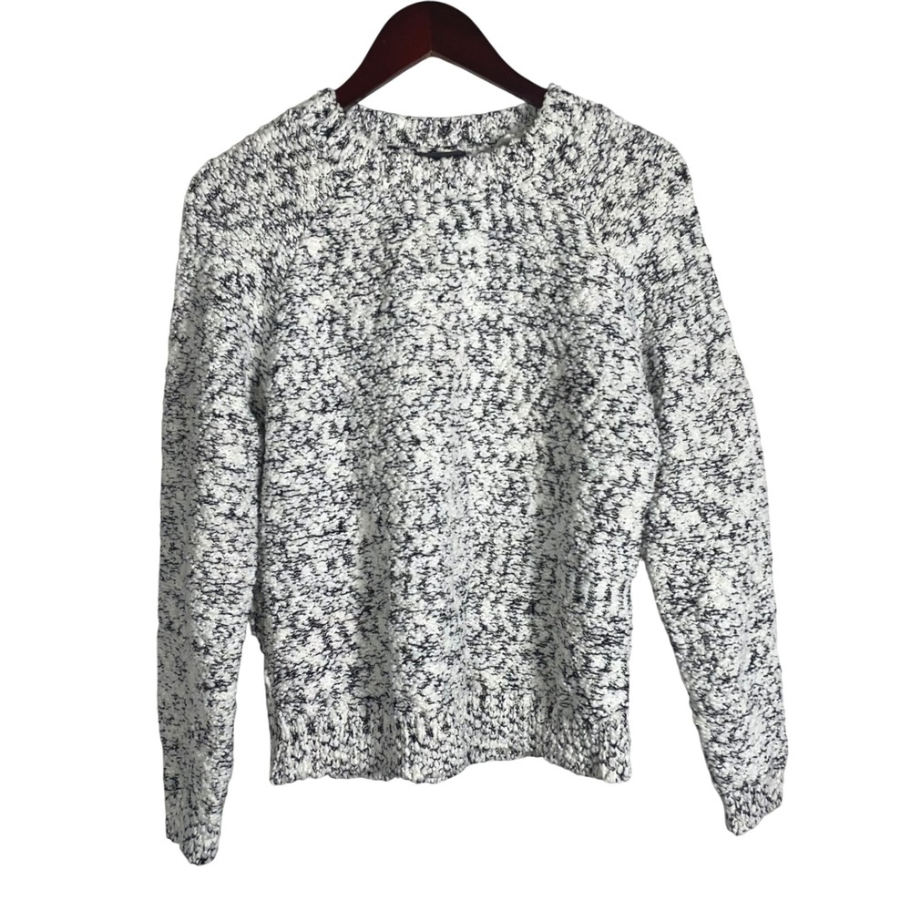 ASTR Marled Knit Sweater Women's M Black White Lace Back‎ Long Sleeve Pullover